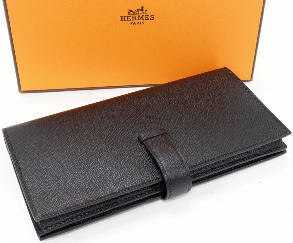 Hermes Bearn Soufflet Veau Madame Long Zipper Wallet