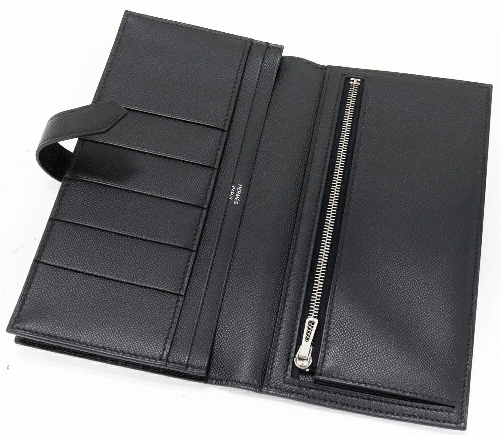 Hermes Bearn Soufflet Veau Madame Long Zipper Wallet