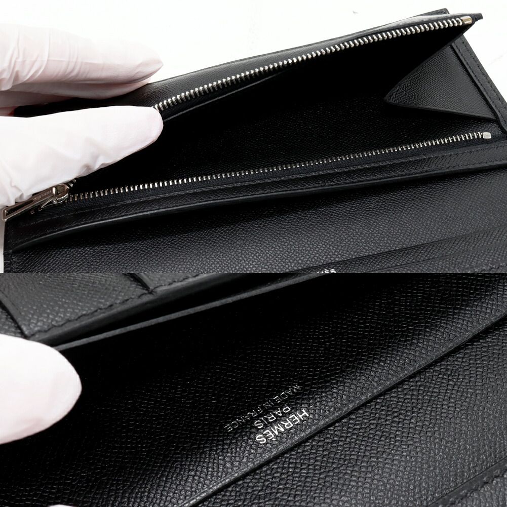 Hermes Bearn Soufflet Veau Madame Long Zipper Wallet