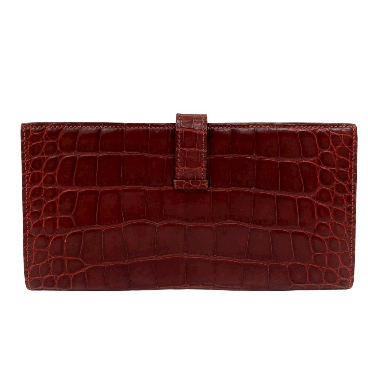Hermes Bearn Soufflet Shiny Alligator Long Wallet