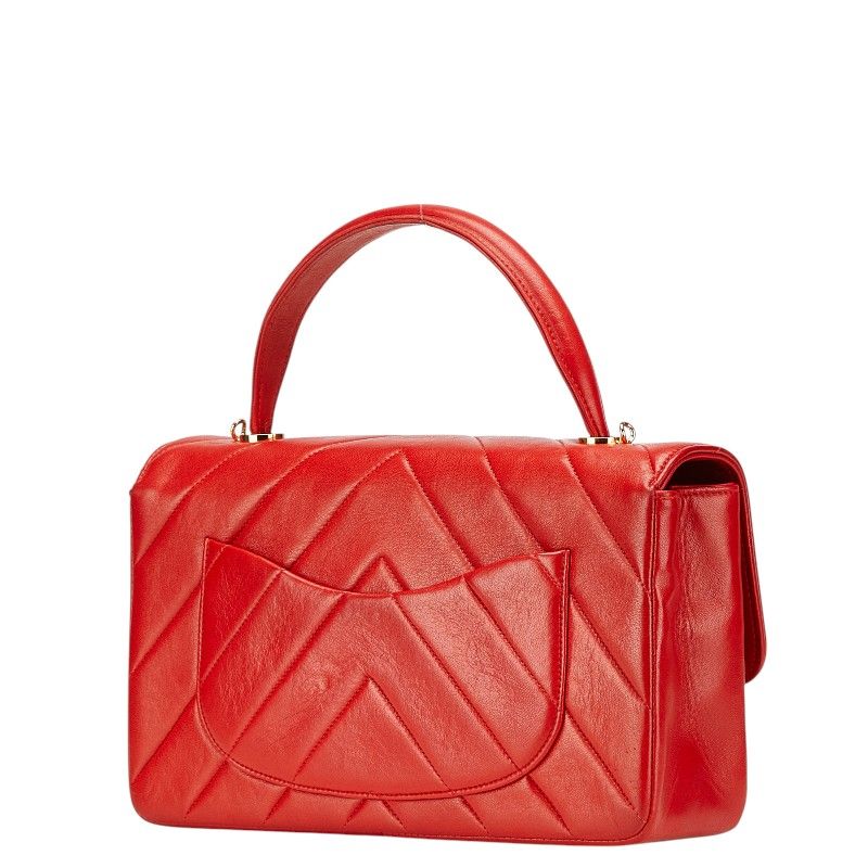 Chanel Chevron V Stitch Coco Mark Lambskin 2way Bag