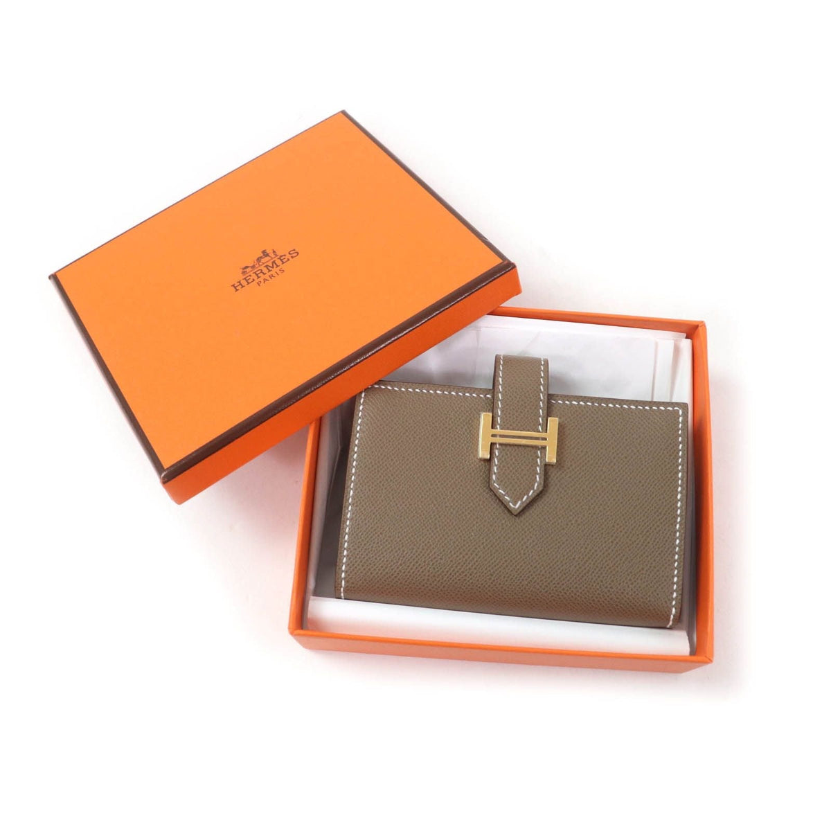 Hermes Bearn Mini Vaugham Leather Mini Wallet