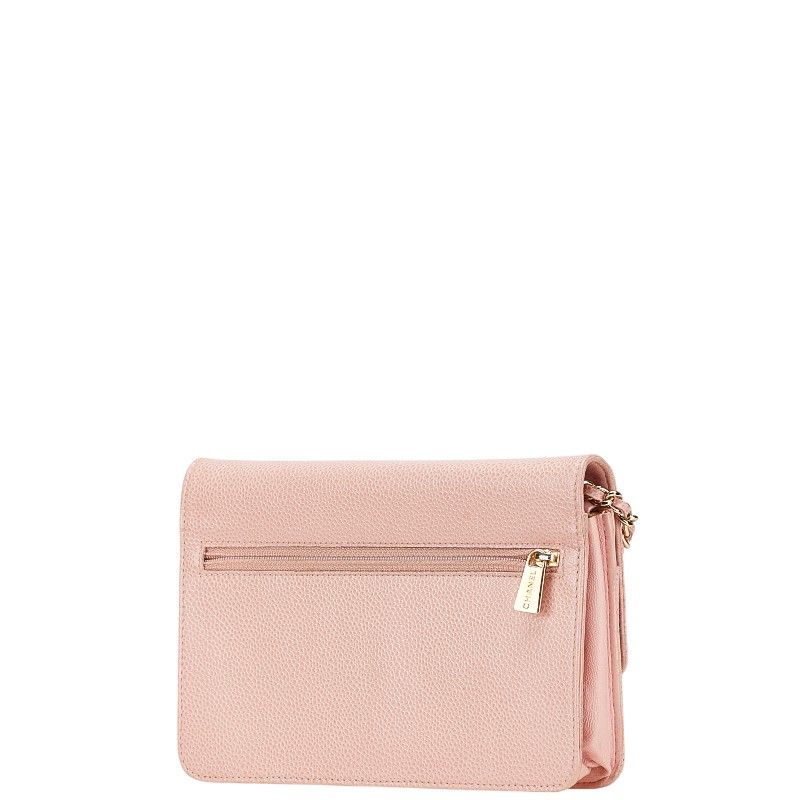 CHANEL Coco Mark Caviar Skin Chain Shoulder Wallet