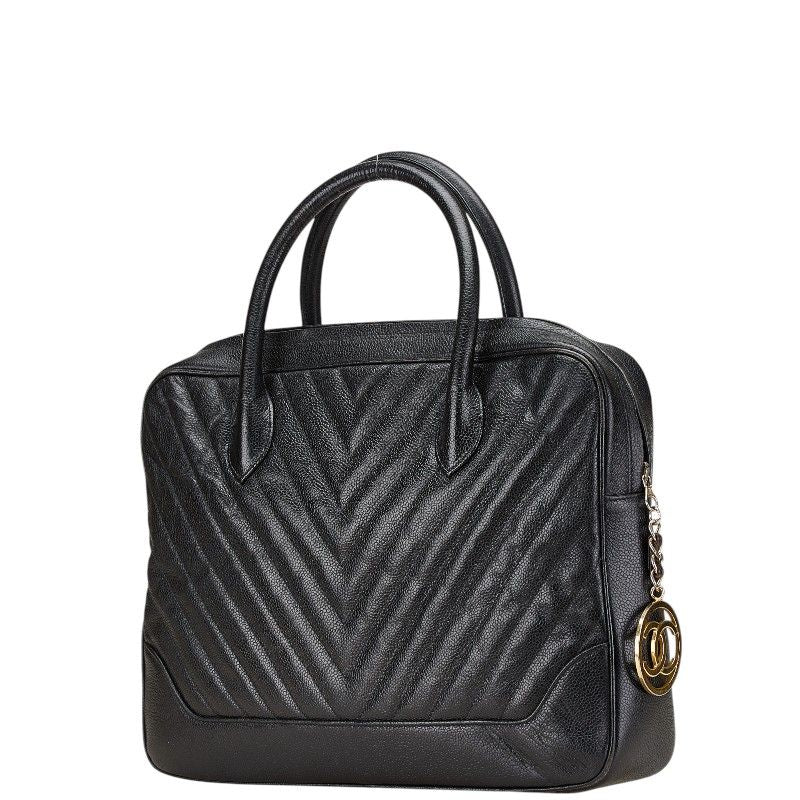 Chanel Chevron V Stitch Caviar Handbag