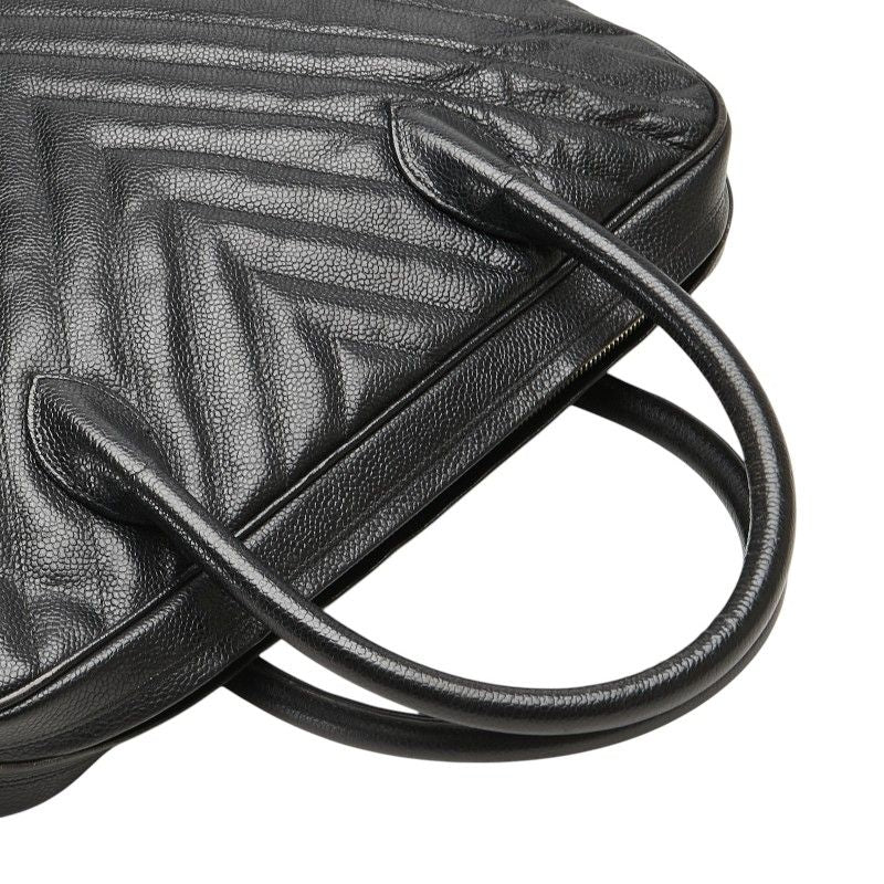 Chanel Chevron V Stitch Caviar Handbag