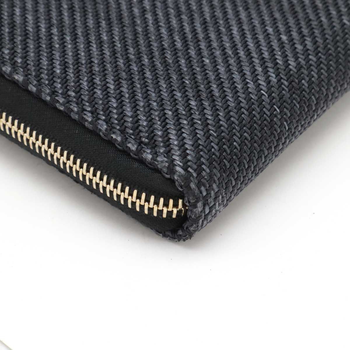 Chanel Deauville Line Straw Canvas Leather Long Wallet