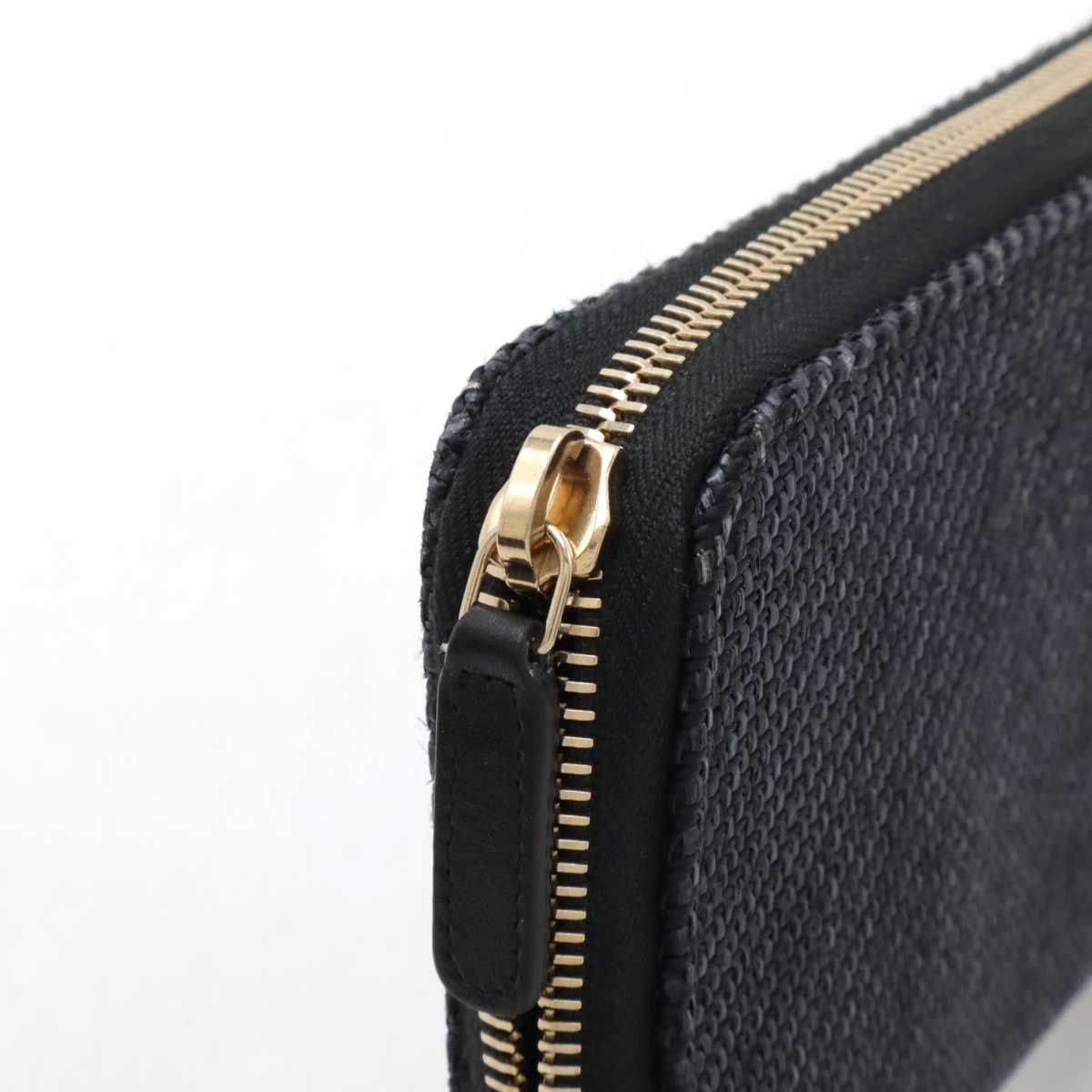 Chanel Deauville Line Straw Canvas Leather Long Wallet