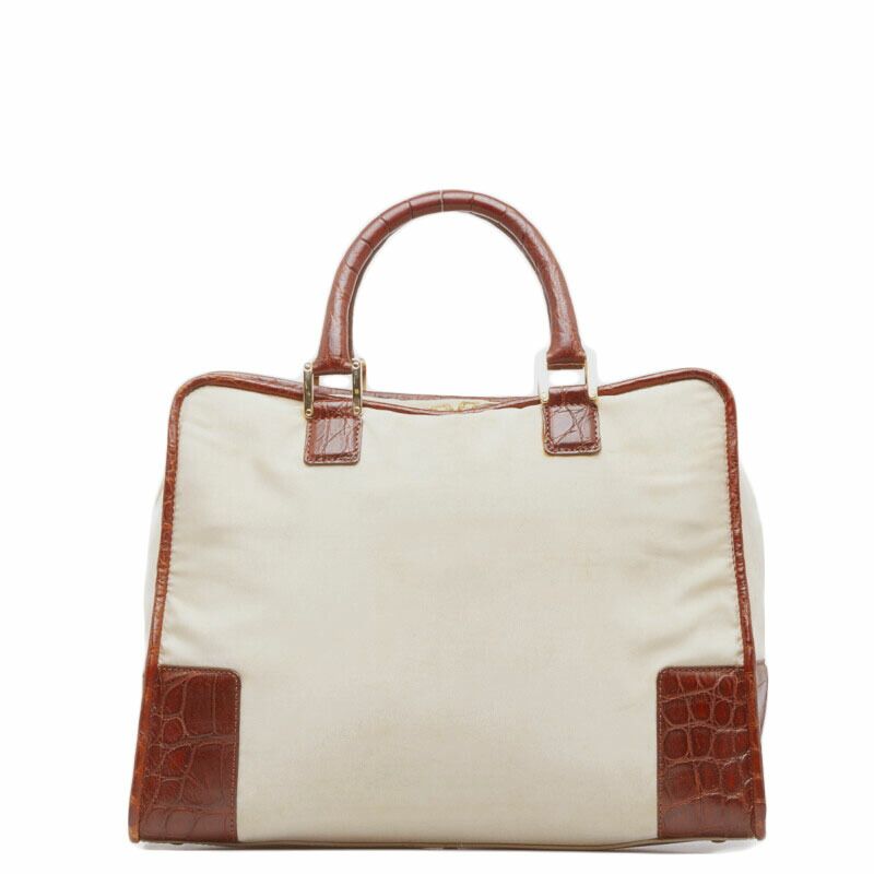 Loewe Croco Embossed Amazona Handbag Mini Boston Bag Leather Nylon