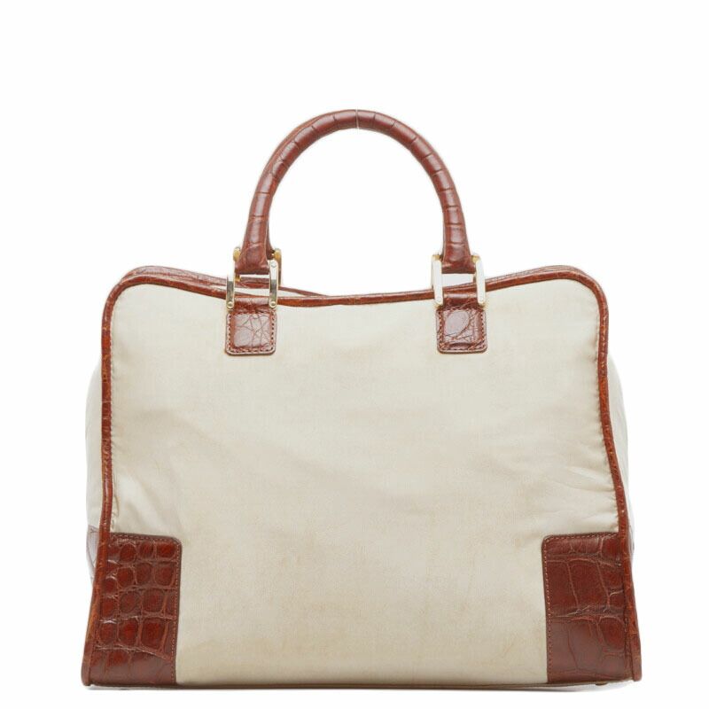 Loewe Croco Embossed Amazona Handbag Mini Boston Bag Leather Nylon