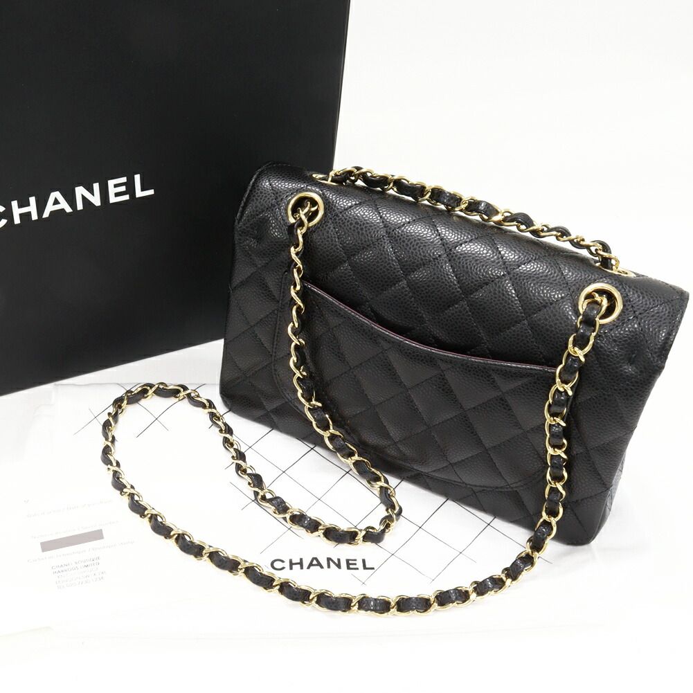 Chanel Grained Calfskin Classic Matelass  2way Bag Black Gold Hardware A01113 Y01864 C3906