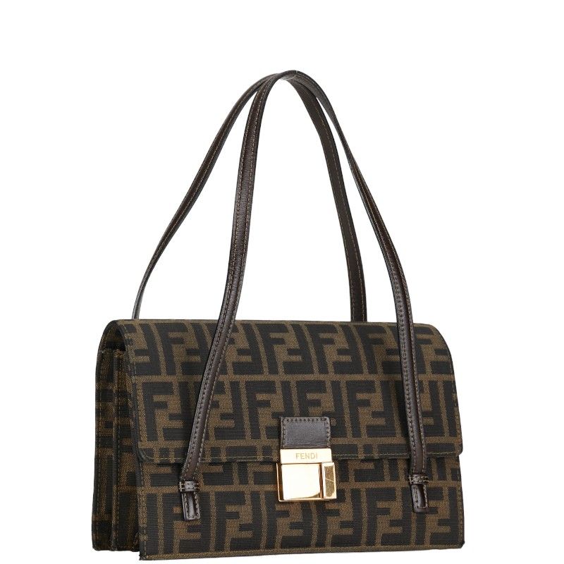 Fendi Zucca Canvas Leather Handbag