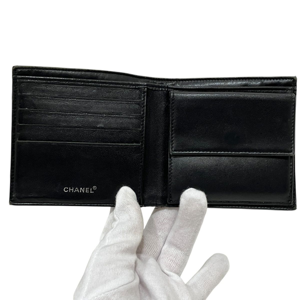 CHANEL New Travel Line Leather Canvas Wallet