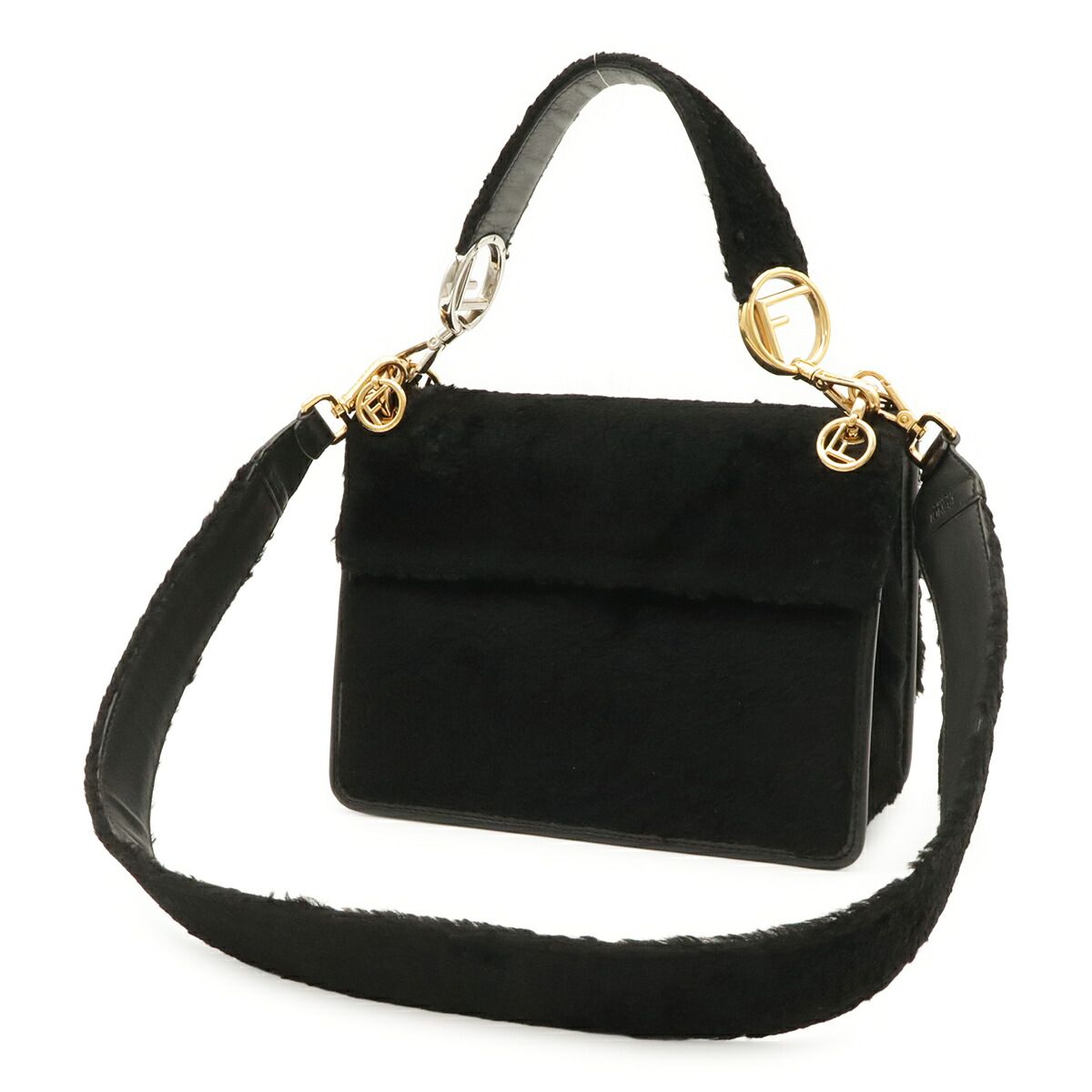 Fendi Kan I F Fur Leather 2way Shoulder Bag
