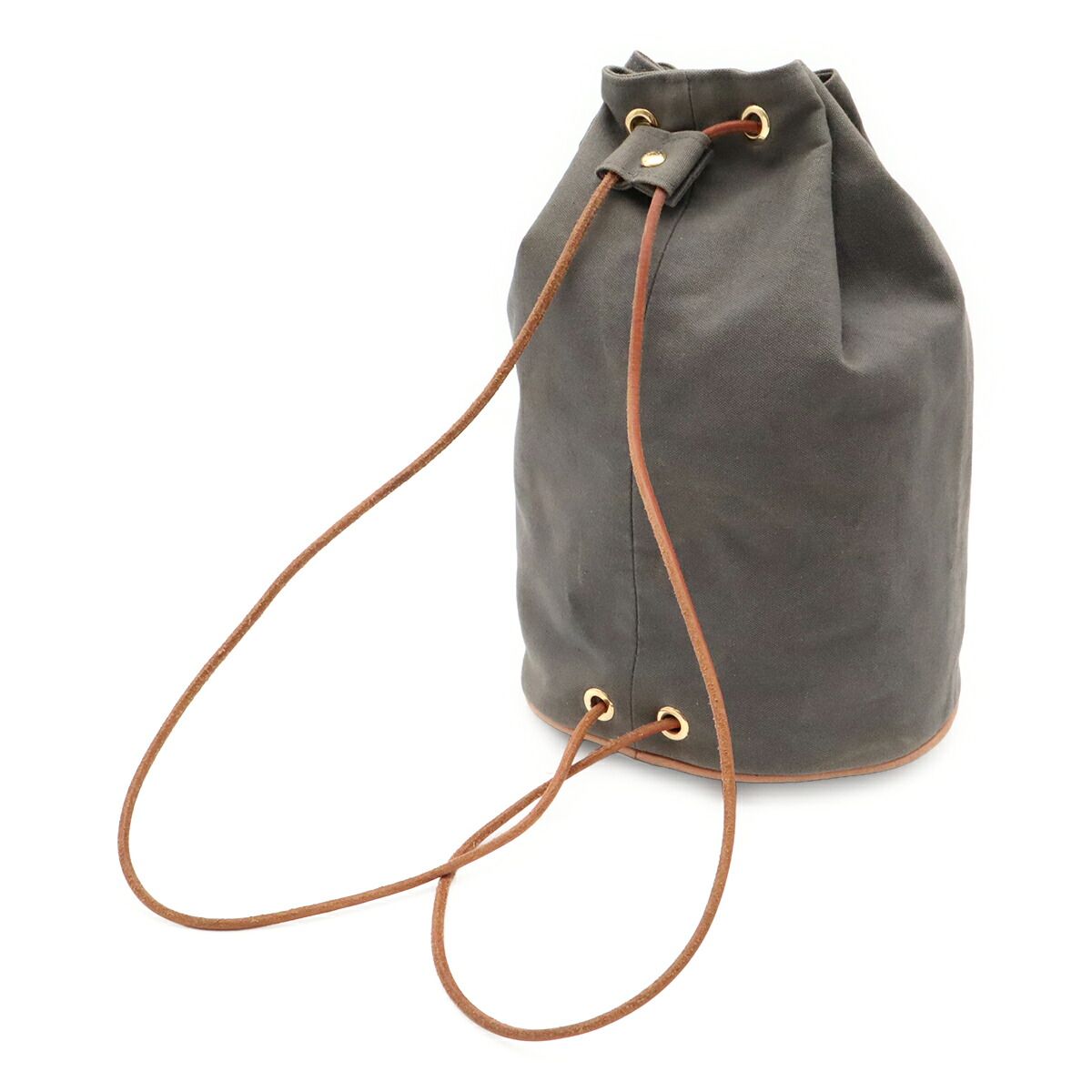 Hermes Polochon MM Canvas Leather Shoulder Bag
