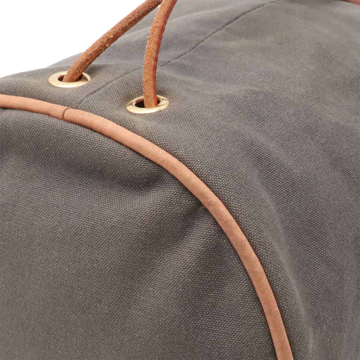Hermes Polochon MM Canvas Leather Shoulder Bag