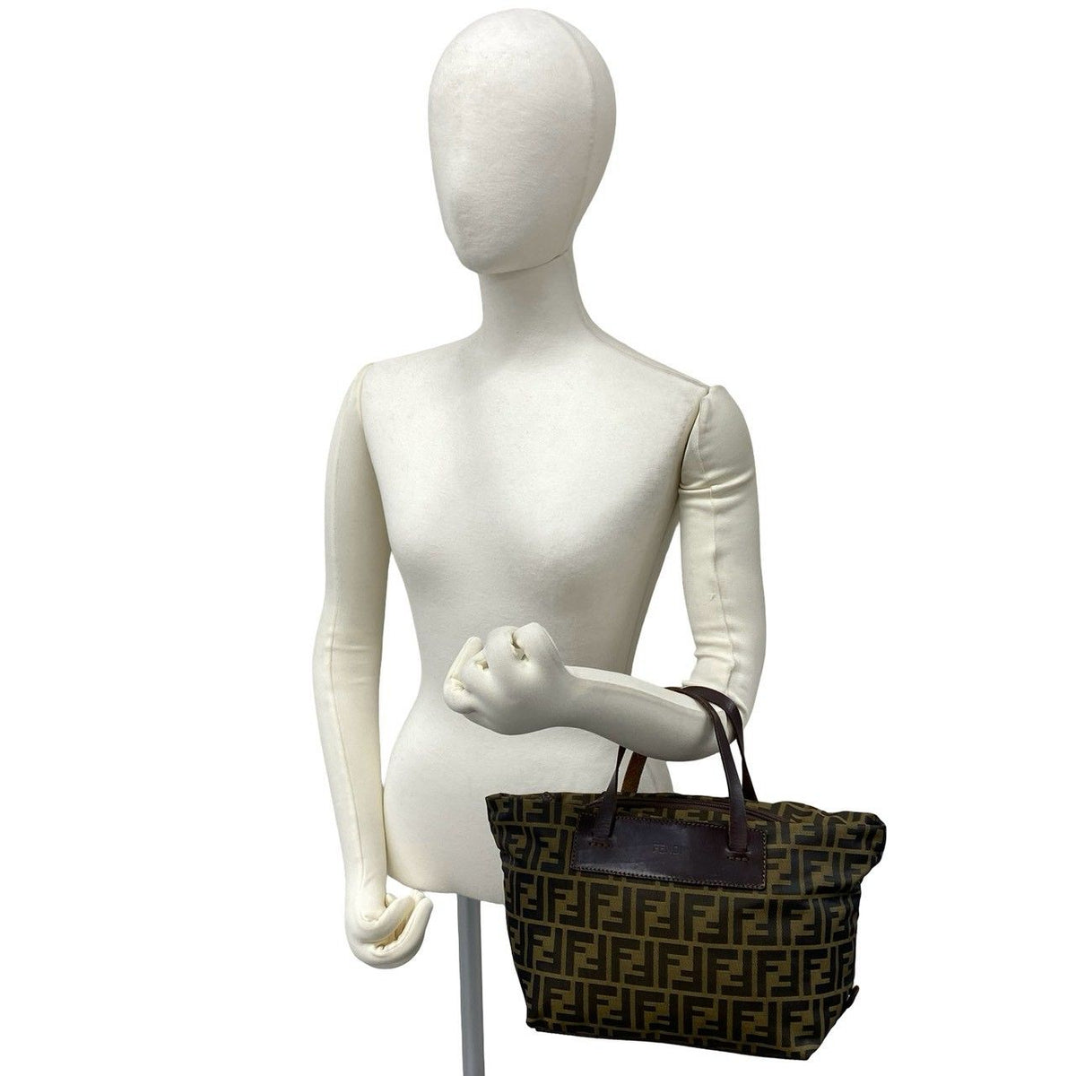 Fendi Zucca Nylon Leather Handbag