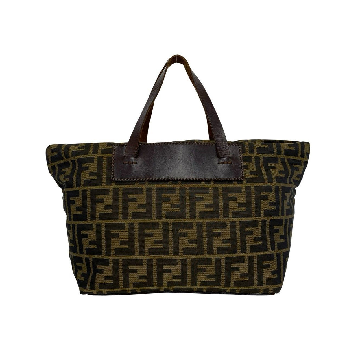 Fendi Zucca Nylon Leather Handbag