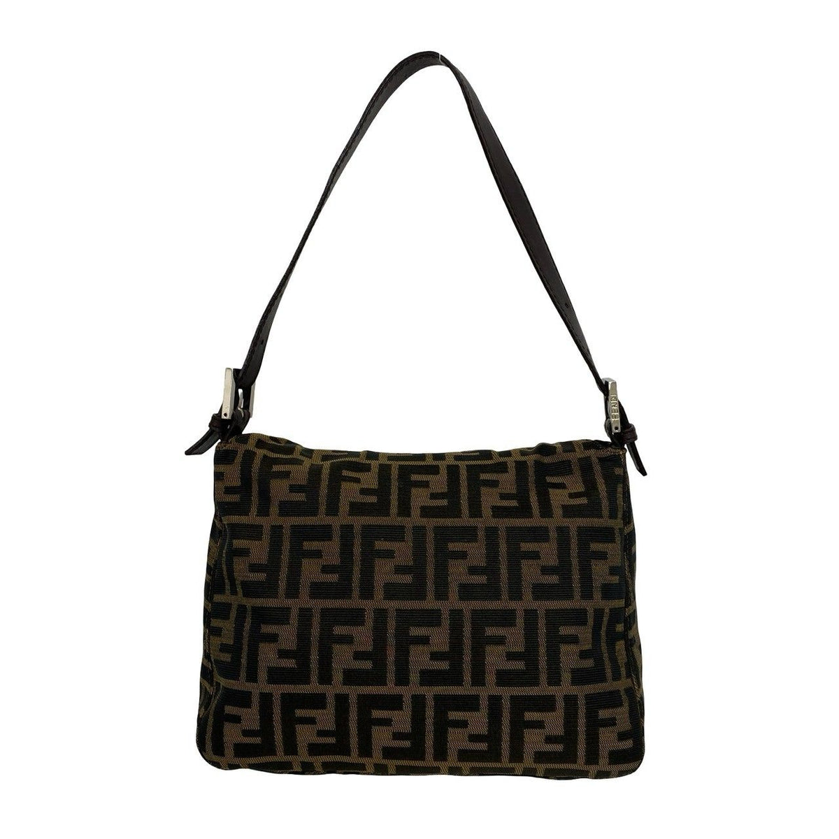 Fendi Zucca Canvas Leather Shoulder Bag