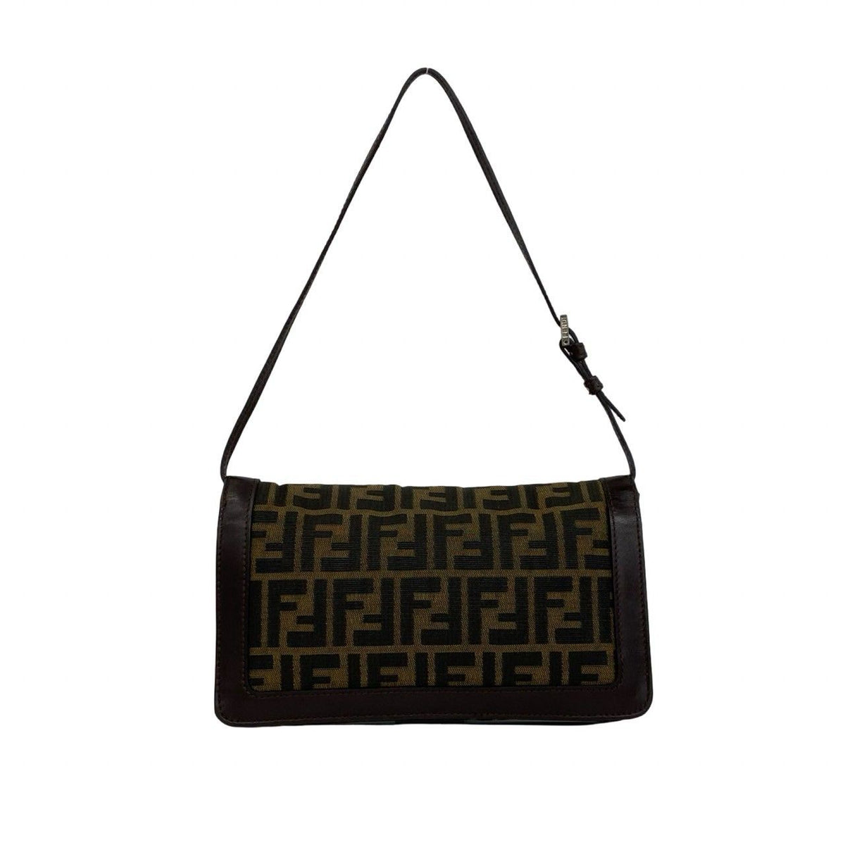 Fendi Zucca Canvas Leather Shoulder Bag