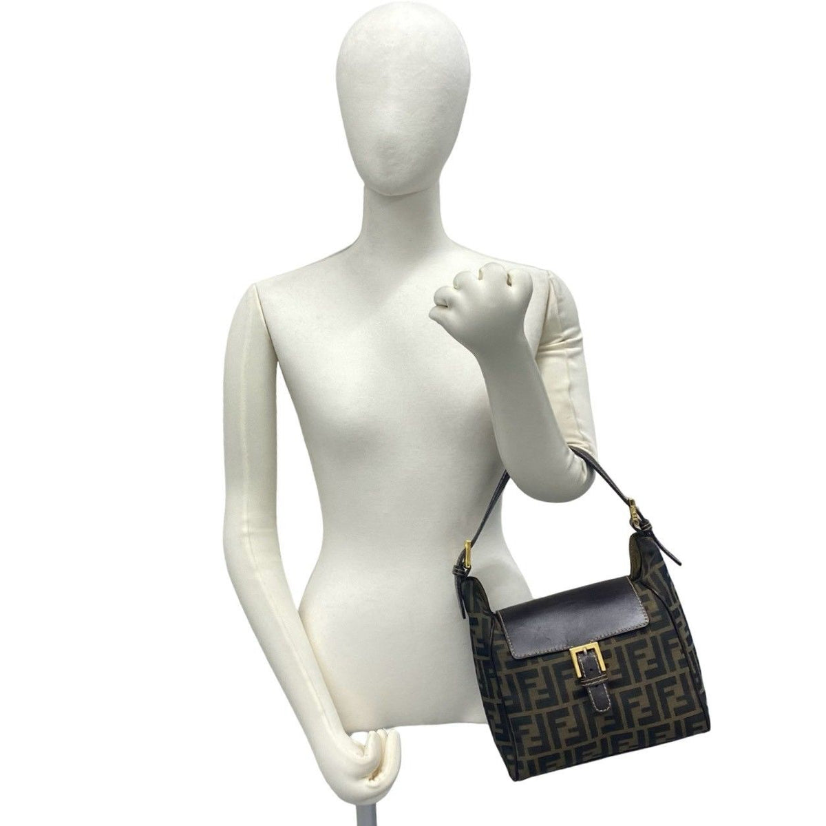 Fendi Zucca Canvas Leather Handbag