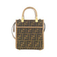 Fendi Sunshine Shopper Small Canvas Calf Leather Tote Bag