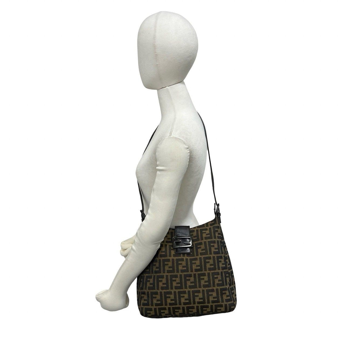 Fendi Zucca Canvas Leather Shoulder Bag