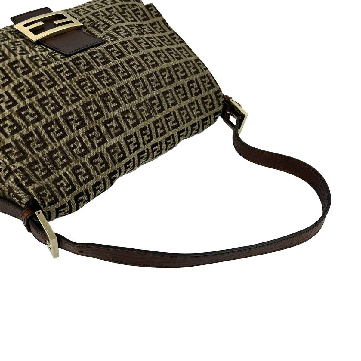 Fendi Zuccchino Canvas Leather Shoulder Bag
