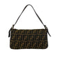 Fendi Mamma Baguette Canvas Leather Handbag
