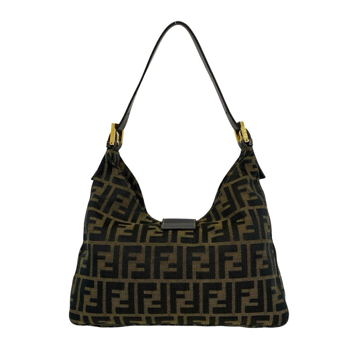 Fendi Zucca Canvas Leather Shoulder Bag