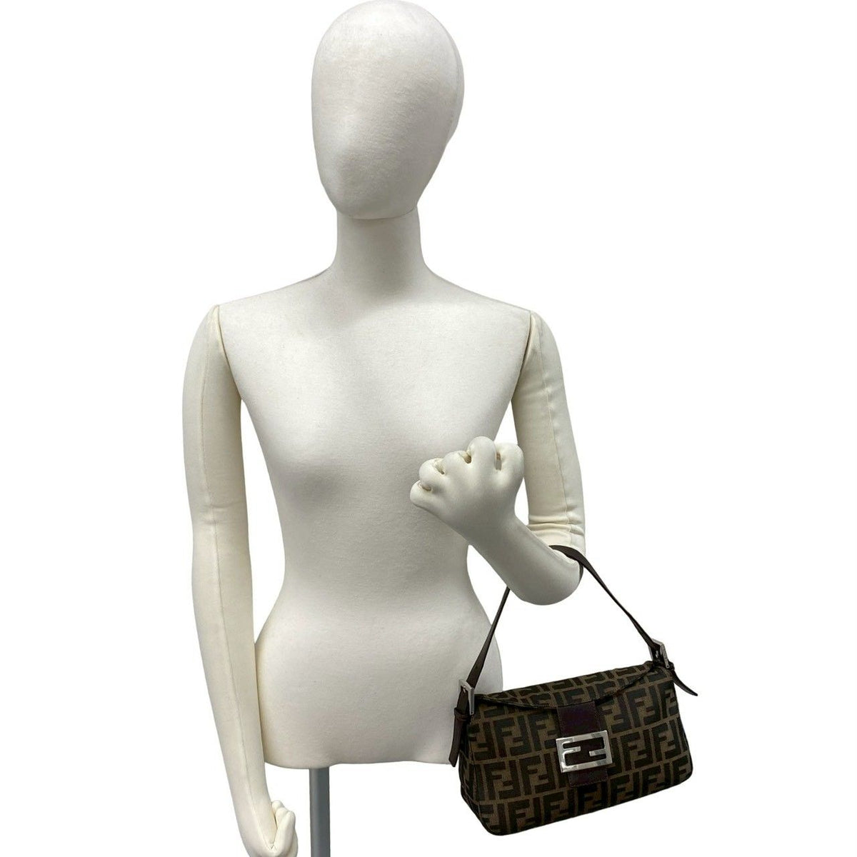 Fendi Zucca Canvas Leather Shoulder Bag