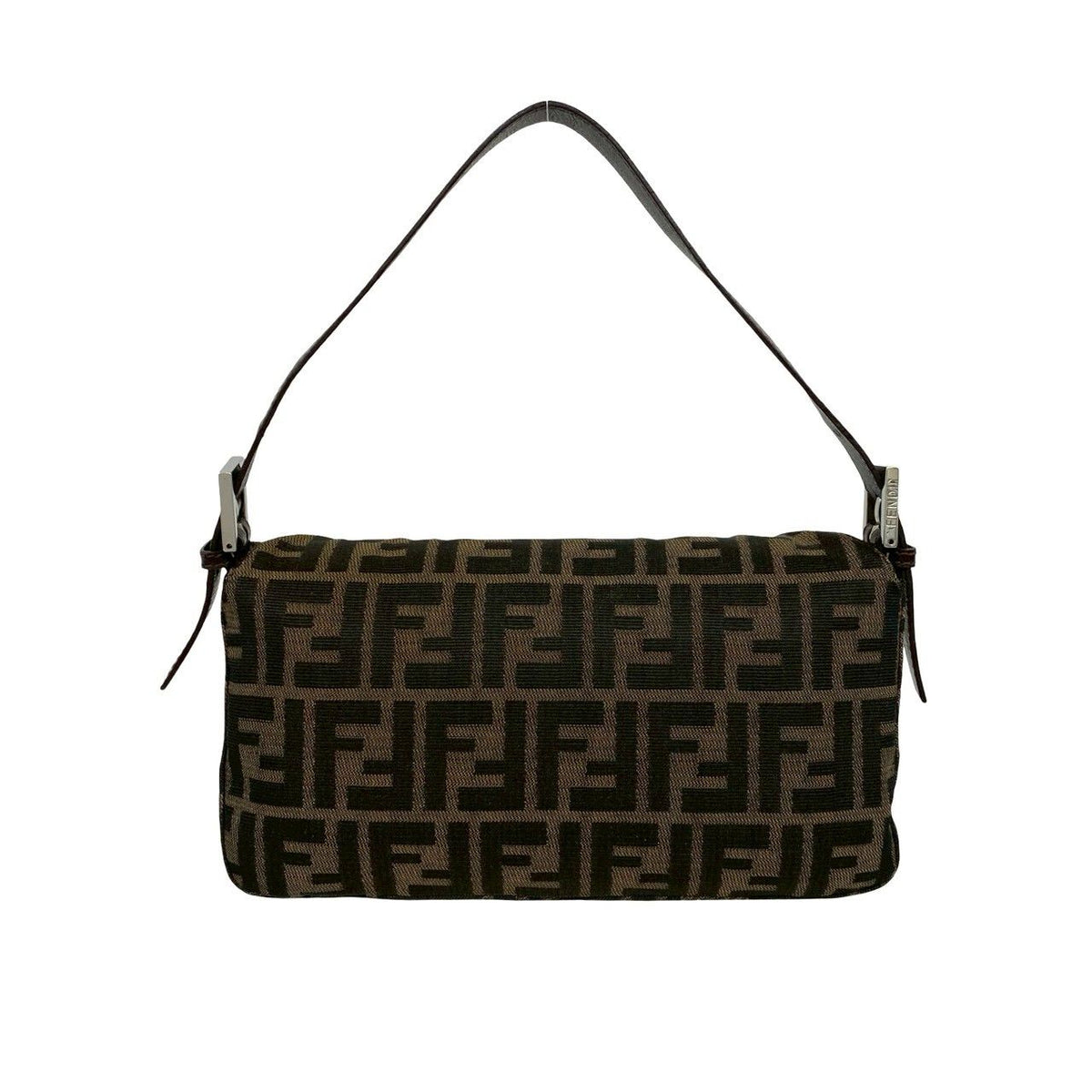 Fendi Zucca Canvas Leather Shoulder Bag