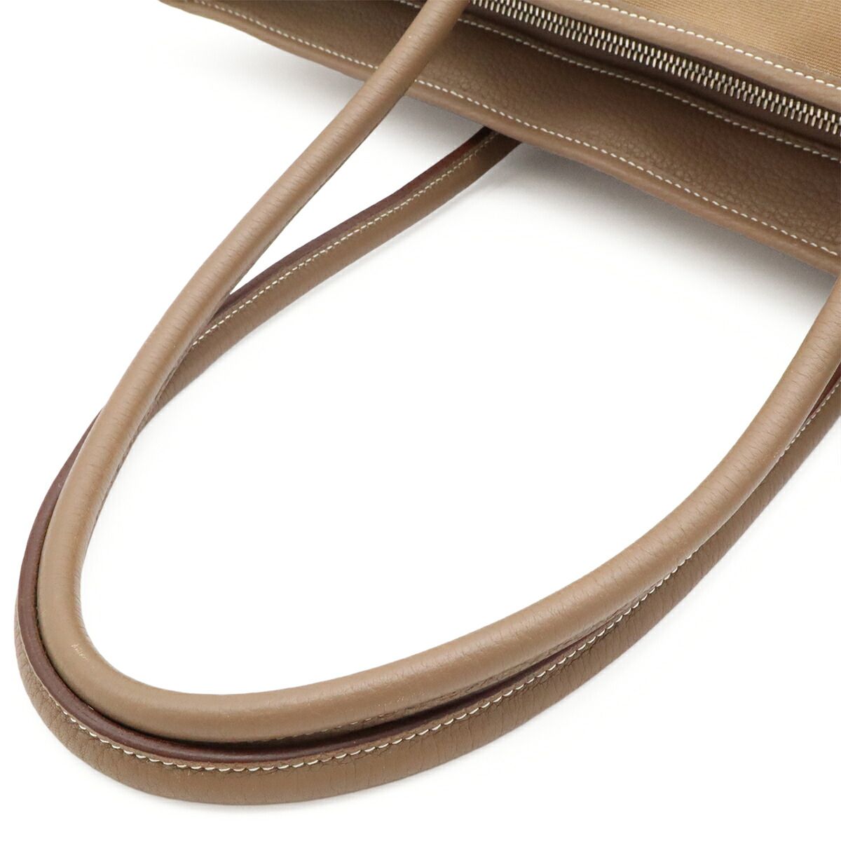 Hermes Garden Zip MM Toile Officier Leather 2way Tote Bag