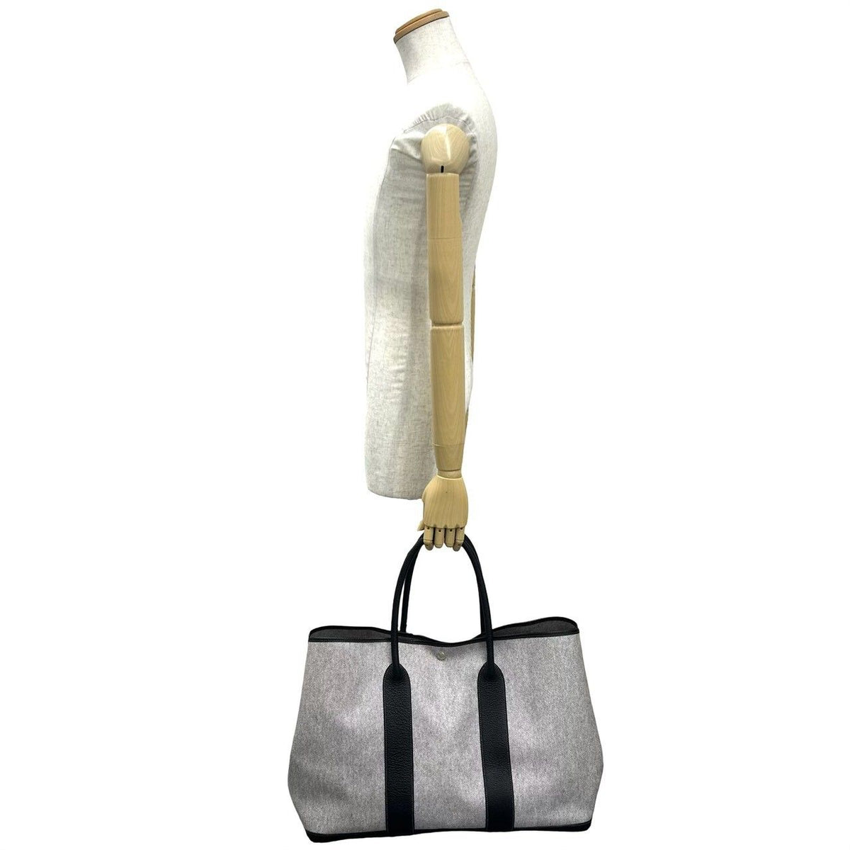 Hermes Garden Party GM Toile H Buffal Leather Handbag