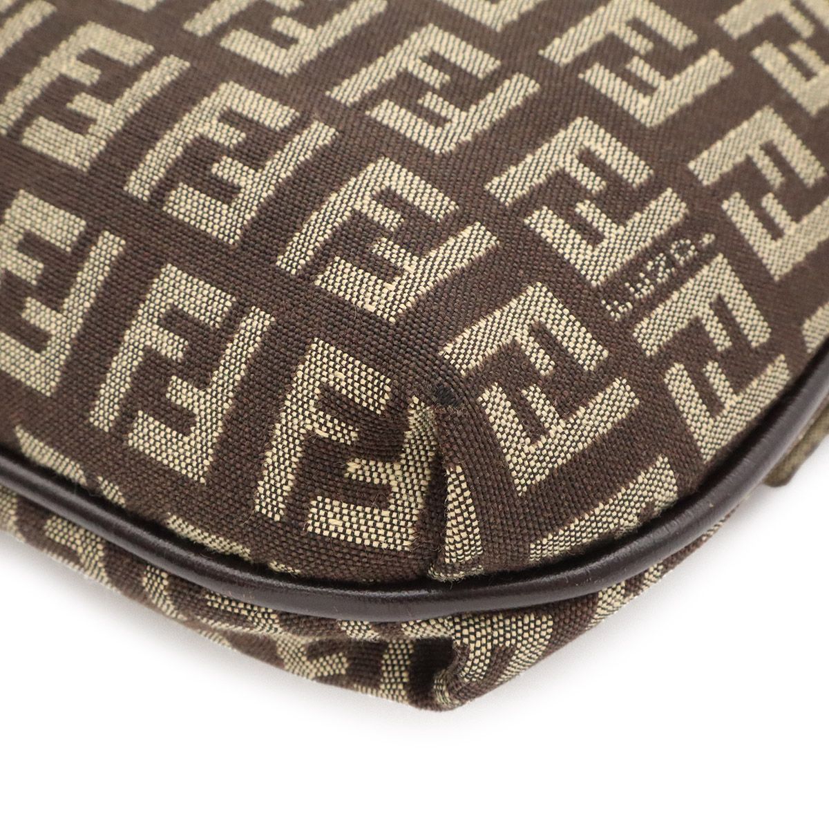 Fendi Zucchino Canvas Leather Shoulder Bag