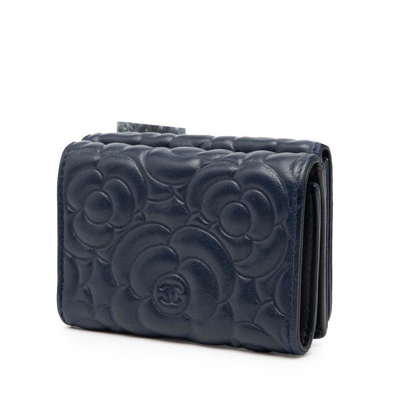 Chanel Camellia Coco Mark Leather Wallet