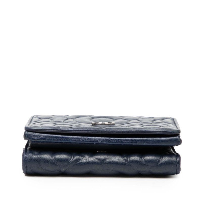 Chanel Camellia Coco Mark Leather Wallet