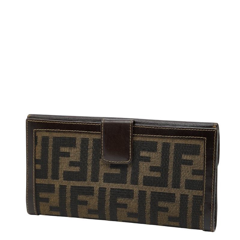FENDI Zucca Canvas Leather Long Wallet