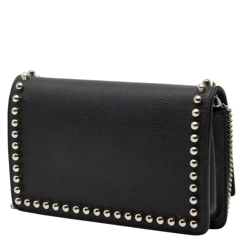Fendi Karlito Studs Leather Chain Wallet
