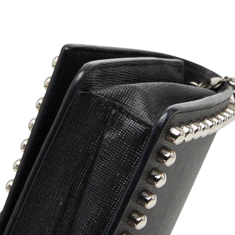 Fendi Karlito Studs Leather Chain Wallet