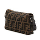 Fendi Selleria Zucca Canvas Leather Shoulder Bag