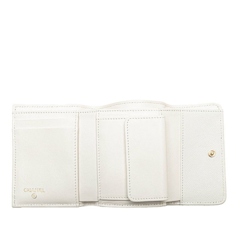 Chanel Coco Mark Bijou Matelasse Caviar Skin Trifold Wallet