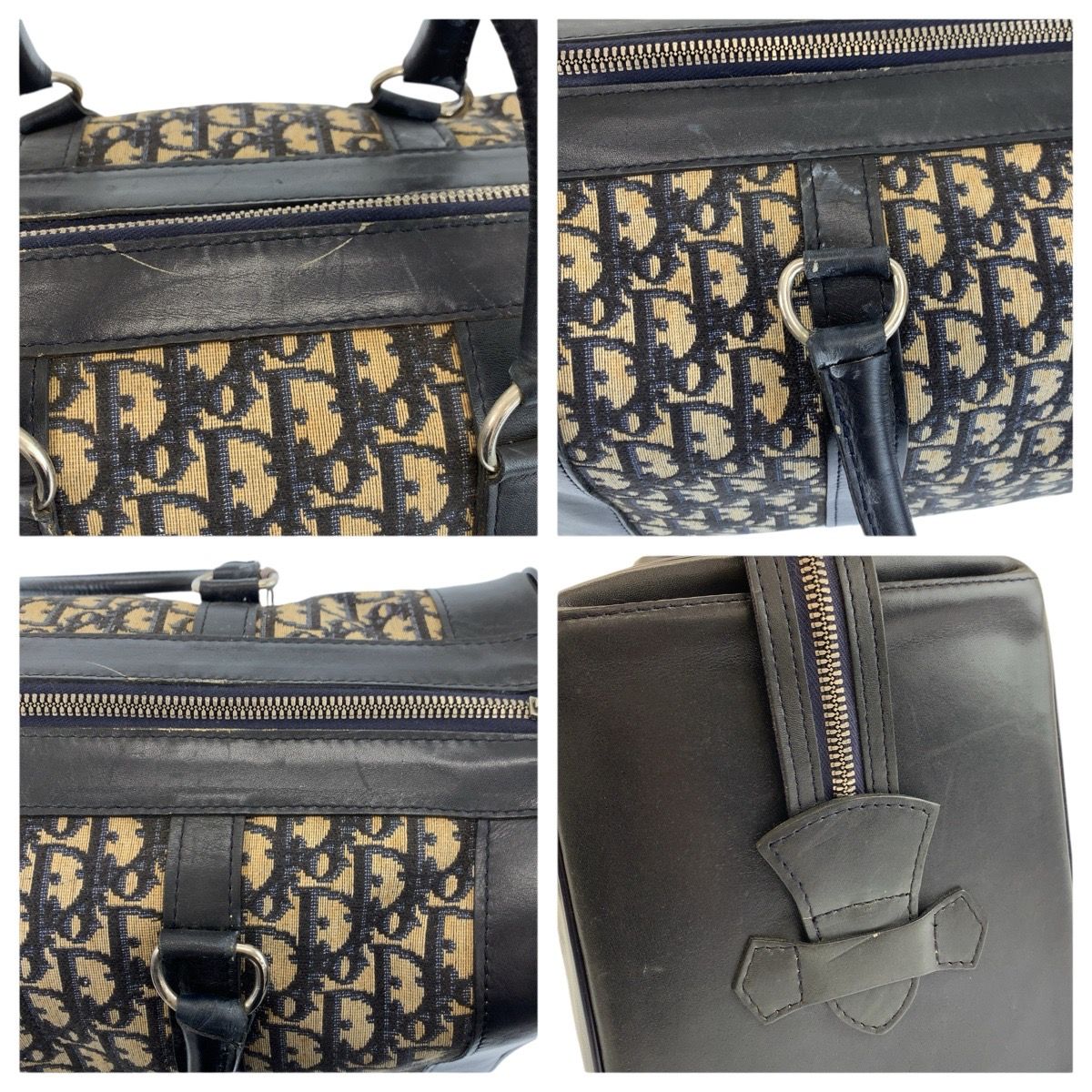 Christian Dior Trotter Canvas Leather Boston Bag