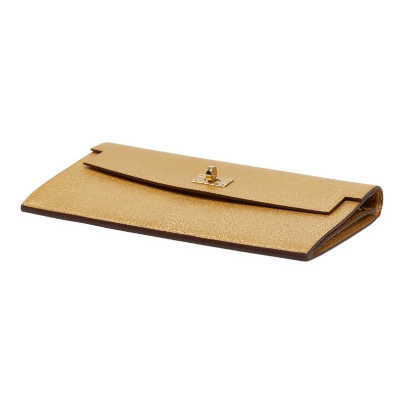 Hermes Kelly Pocket Long Chevre Chamkila Wallet