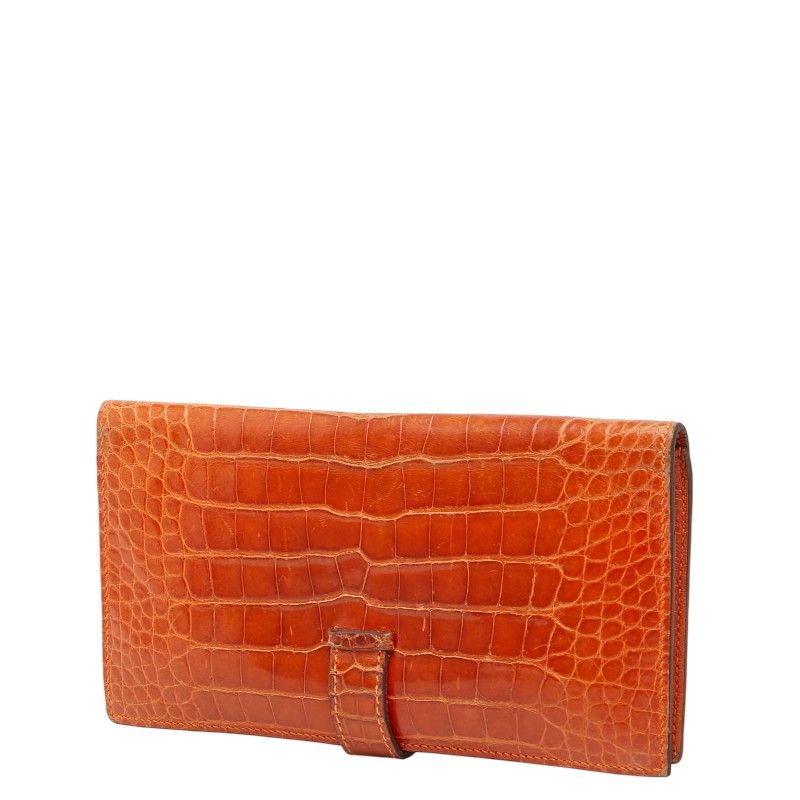 Hermes Bearn Classic Alligator Long Wallet