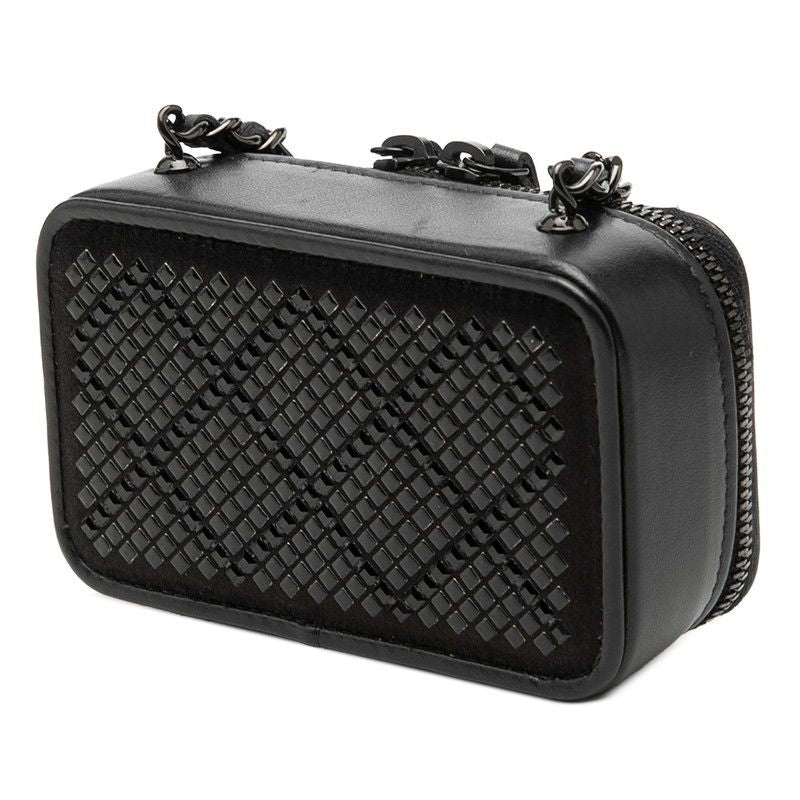 CHANEL Coco Mark So Black Leather Satin Mini Shoulder Bag