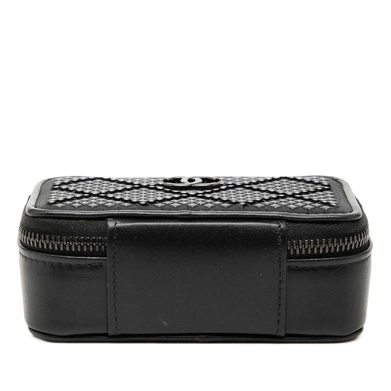 CHANEL Coco Mark So Black Leather Satin Mini Shoulder Bag