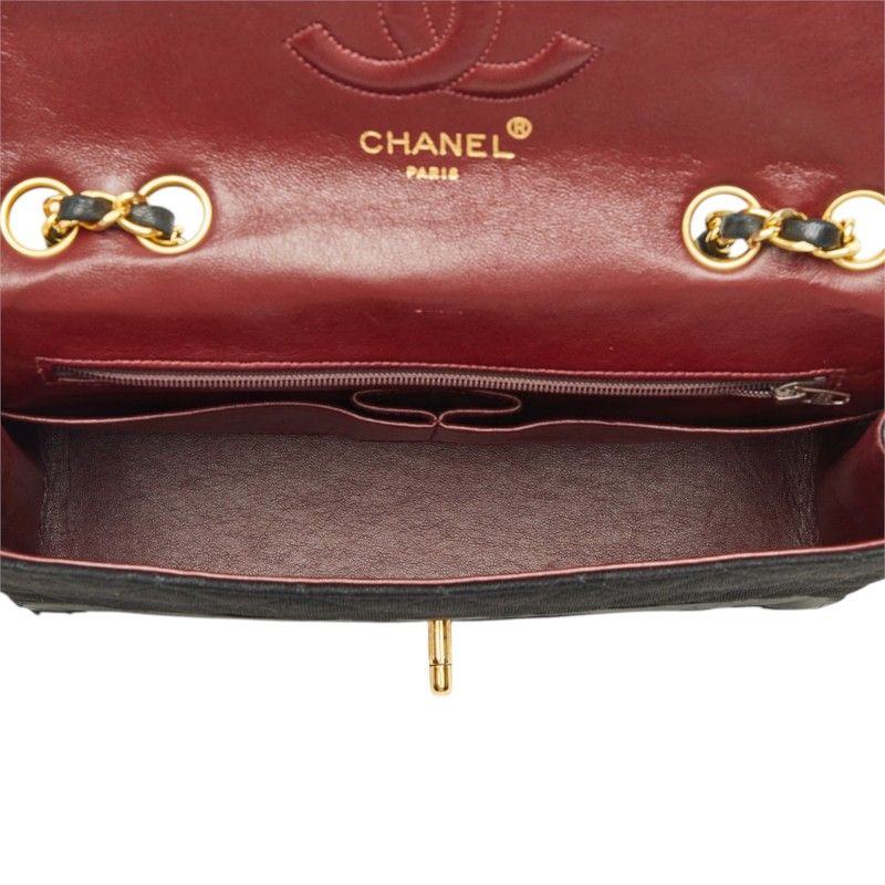CHANEL Vintage Matelasse Cotton Leather Shoulder Bag