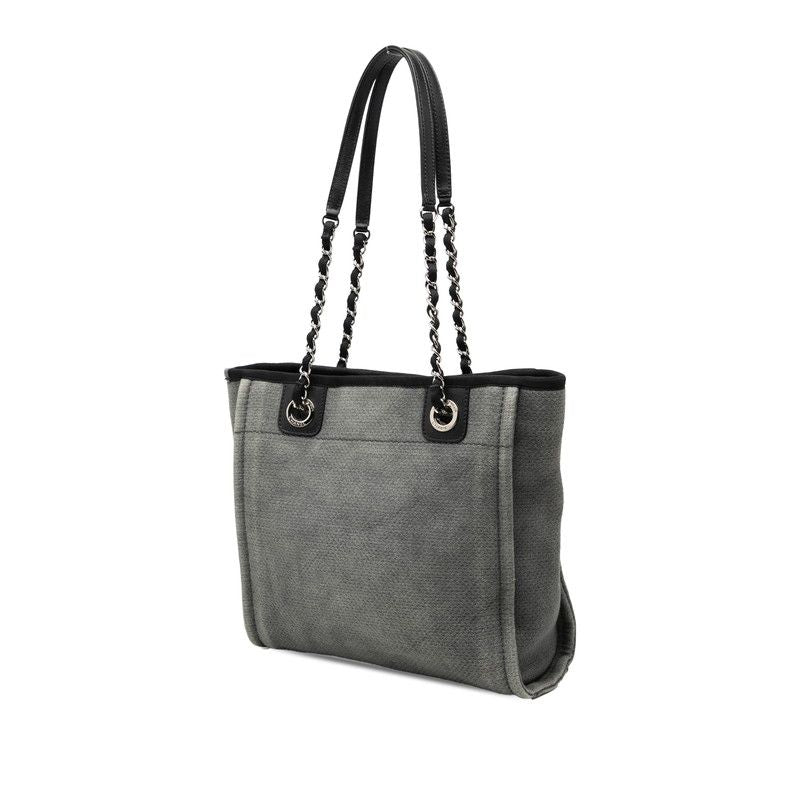 Chanel Deauville Canvas Leather Tote Bag