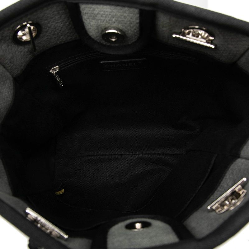 Chanel Deauville Canvas Leather Tote Bag