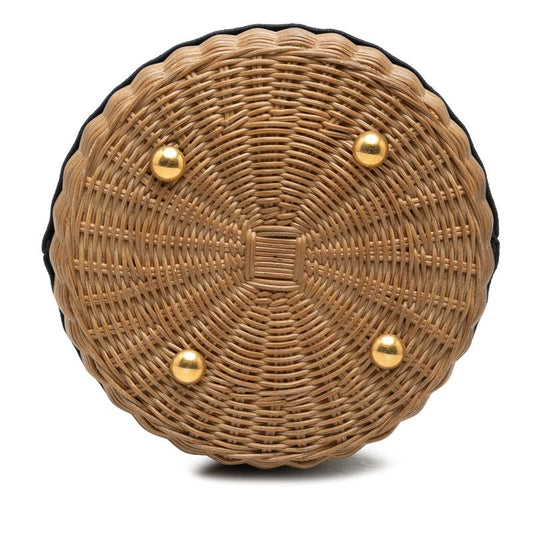 Dior Oblique Wicker Rattan Canvas Leather Bucket Bag